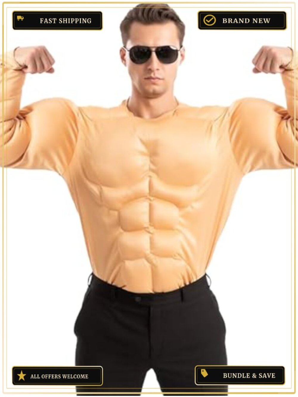 Men's Muscle Suit Halloween Body Builder Costume 100% Polyester